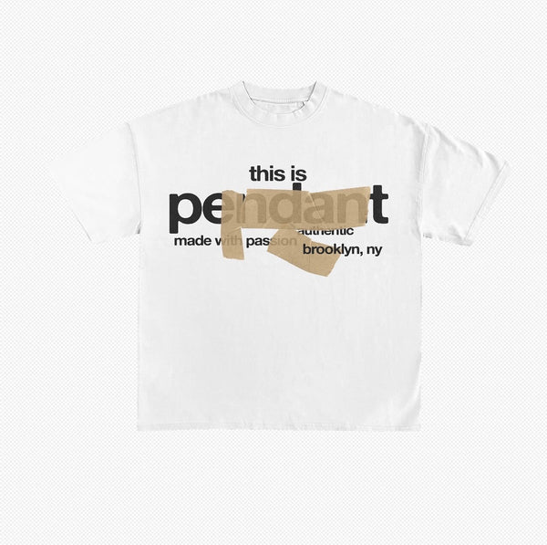 Pendant short sleeve scotch tape white tee