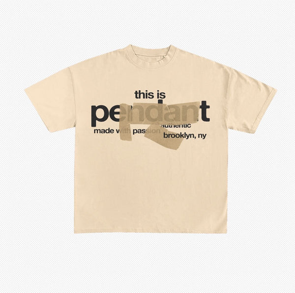 Pendant short sleeve scotch tape tan tee